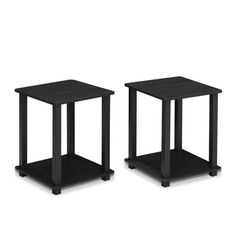 two black side tables sitting next to each other