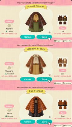 an info sheet showing different types of clothing