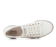 A perfectly minimal sneaker with sporty retro vibes. The Jump Kick lace-ups are perfect with every fit of jean and are also an easy way to make fancier pieces laid-back enough for everyday wear, broadening your wardrobe in one easy step. Canvas upper, Lace up closure, Round toe, Softerra™ footbed / 10% recycled foam, Lightweight Rubber outsole | Women's Keds Jump Kick Canvas Sneakers in White/Taupe Size 9.5 Sporty Sneakers With Elastic Laces For Everyday, Trendy Lace-up Everyday Sneakers, Trendy Canvas Sneakers With Laces, Casual Everyday Sneakers With White Laces, Everyday Lace-up Canvas Shoes, Trendy Everyday Canvas Sneakers, Everyday Lace-up Sneakers With White Laces, Casual Sneakers With Elastic Laces, Trendy Everyday Sneakers With Laces