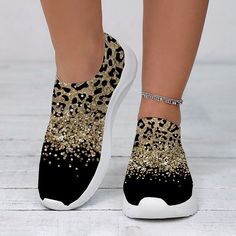 Category:Slip-Ons,Sneakers; Upper Materials:Tissage Volant; Embellishment:Rhinestone,Sparkling Glitter; Heel Type:Flat Heel; Gender:Women's; Style:Sporty,Casual,Fashion; Heel Height(inch):1-2; Outsole Materials:EVA; Occasion:Party,Daily,Outdoor; Pattern:Leopard,3D; Listing Date:12/01/2023; 2024 Trends:Glitter Crystal Sequined Jeweled,Plus Size,Flyknit Shoes,Print Shoes Flyknit Shoes, Sequin Flats, Shoes Glitter, Plus Size Party, Womens Basic Tops, Glitter Flats, Party Outdoor, Style Sportif, Outwear Women