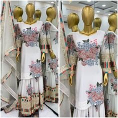 Sharara Bollywood Salwar Kameez Readymade Stitched New Pakistani Indian Dress Full Sleeves Top, Top And Plazo, Kurti Palazzo, Full Sleeve Top, Punjabi Salwar Suits, Cotton Dupatta, Sequence Work, Dupatta Set, Organza Dupatta