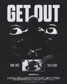 a movie poster for get out with an image of two people in front of them