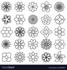 a set of nine different flower designs