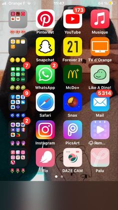 an iphone screen with various icons on it