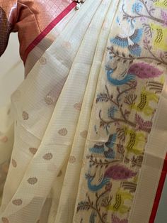 Kota silk saree with back open blouse fall & pico done blouse size 38-42 Back Open Blouse, Open Blouse, Kota Silk Saree, Kota Sarees, Goddess Dress, Fancy Sarees, Antique Earrings, American Diamond, Handloom Saree