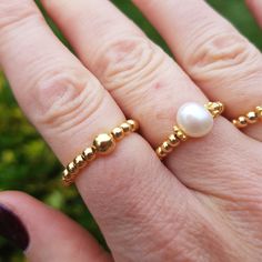 Seed Pearl Jewelry, Beaded Stacking Rings, Stretch Rings, Real Pearl Jewellery, Pearl Jewelry Gift, January Birthstone Jewelry, Stretch Ring, Beaded Ring, Rock Jewelry