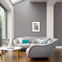 a living room filled with furniture and a skylight