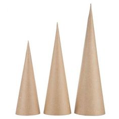 three cones are shown on a white background