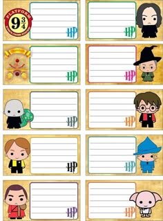 printable harry potter character name tags for kids to use on their own school supplies