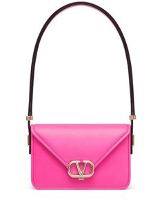 Valentino Garavani Small Letter Shoulder Bag - Farfetch Shoulder Bag Pink, Small Letter, Letter Bag, V Logo, Leather Shoulder Handbags, Small Letters, Leather Cap, Pink Logo, Small Shoulder Bag