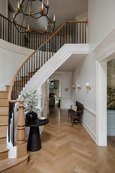 Stair Nook, Modern Traditional Home, Sofa Chesterfield, Front Stairs, Treads And Risers, Black Front Doors, Future Room, Chris Loves Julia