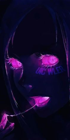 a woman's face with neon lights on it