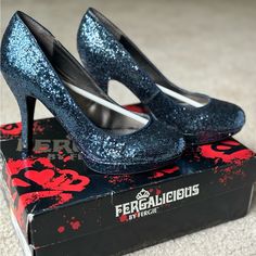 Gorgeous Sequin Blue Heels. These Have Never Been Worn. Size 8 With A 4 Inch Heel. Blue Glitter High Heels, Blue Glitter Heels With Round Toe, Blue Heels, 4 Inch Heels, A 4, Shoes Women Heels, 4 Inch, Sequin, Shoes Heels