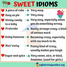 a poster with the words sweet idioms in english and an image of a cupcake