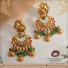 Navi Jewellery, Chandbali Earrings Gold, Kundan Chandbali, Gold Jewelry Prom, Wedding Jewelry Sets Bridal Jewellery, Bridal Diamond Necklace, Temple Jewelry Necklace, Antique Gold Earrings