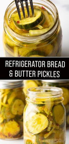 a jar filled with sliced cucumbers and pickles