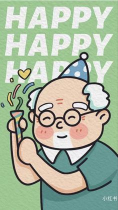 an old man with glasses and a birthday hat holding a sparkler in his hand