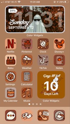 an iphone screen showing the calendars and icons for various things to see on it