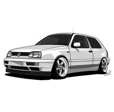 a drawing of a white car on a white background