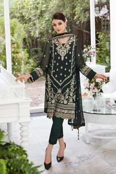 Brand: SAAD SHAIKHProduct: DSG009Collection: ELLA Unstitched Luxury Chiffon CollectionFabric: Chiffon PRODUCT DETAILS: Embroidered Front Center Panel on Chiffon 1Piece Embroidered Front Right Panel on Chiffon 1Piece Embroidered Front Left Panel on Chiffon 1Piece Embroidered Back on Chiffon 1Piece Embroidered Front & Back Border on Chiffon Embroidered Sleeves on Chiffon Embroidered Sleeves Border on Chiffon Embroidered Dupatta on Chiffon Trouser on Raw Silk Slip Front & Back on Cotton Silk DISCLA