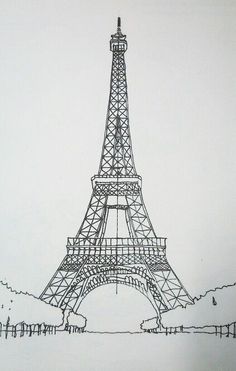 a drawing of the eiffel tower in paris