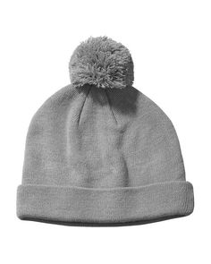 Knit Pom Beanie - GREY - OS | Big Accessories Knit Pom Beanie Hat in Grey Gray Knit Beanie Hat, Gray Knit Winter Hat, Gray Knitted Beanie Cap, Gray Knitted Beanie, Gray Soft Knit Hat, Gray Knit Beanie For Cold Weather, Gray Knitted Hat For Cold Weather, Big Accessories, Cuffed Beanie