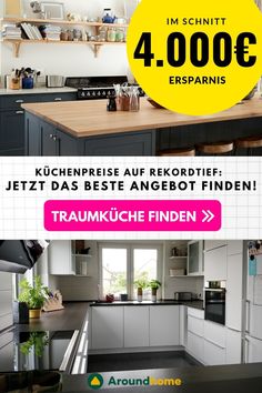 an advertisement for a kitchen with the words 4 00 o'clock in german and english