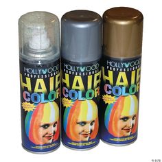 At last an aerosol hair spray of professional quality covers completely and instantly, but washes out easily unlike anything you have seen before. Have gold glittered hair in seconds! The perfect accent for Halloween costumes, Mardi Gras, parades and more! 2 oz can. Glitter Hairspray, Hairspray Costume, Foam Shapes, Feather Crafts, Leather Dye, Sfx Makeup, Crystal Crafts, Glitter Hair, Pearl Collection