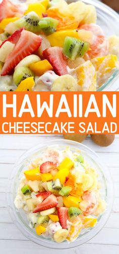 this hawaiian cheesecake salad is loaded with fresh fruit