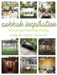 a collage of photos with the words sukkah inspiration ideas for your temporary dwelling during the feast of tabbados