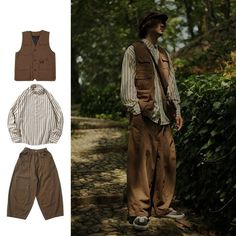 Cargo Vest, Striped Pant, Sweatpants Style, Mens Fashion Jeans, Men Sweatshirt, Japanese Vintage, Vest Shirt, Cargo Pants Men, Japan Fashion