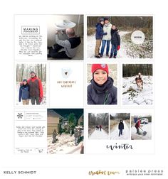 a collage of photos with people in the snow