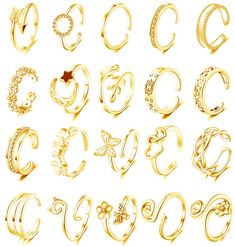 PRICES MAY VARY. Toe Rings Set-----You will get 20pcs different style toe rings in one order.Flower toe ring,heart toe ring, simple band ring, cubic zirconia toe ring and star moon toe ring included.Various choice meet your changeful needs,Unique design, never go out of style, perfect to wear it on the beach, party and wear as daily Jewelry. Also you can share these with your closer friends. Adjustable Size & Quality Material-----These toe rings is made of high-quality copper, environmentally fr Rings Set For Women, Summer Cocktail Party, Open Rings, Simple Band, Ring Heart, Daily Jewelry, Ring Simple, Toe Ring, Star Moon