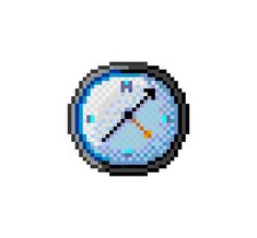 an image of a pixelated clock on a white background