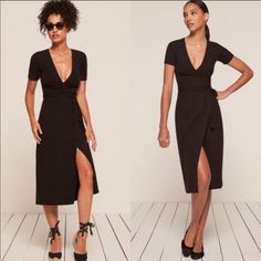 Perfect Dress For All Seasons. Gorgeous Wrap Dress. Chic Midi Wrap Dress For Night Out, Fitted Black V-neck Midi Dress, Fitted Black Midi Dress With V-neck, Fitted Maxi Length Cocktail Wrap Dress, Elegant Fitted Black Wrap Dress, Formal Black Fitted Wrap Dress, Black Maxi Length Evening Wrap Dress, Black Maxi Wrap Dress For Evening, Black Fitted Wrap Dress For Cocktail