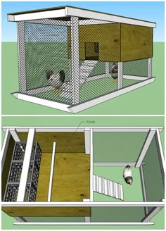 the chicken coop is designed to look like it has been built