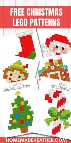 four christmas lego patterns with the text free christmas lego patterns