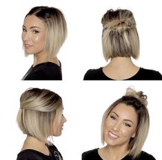 Bob Haircut Updo Ideas, Easy Hairstyle Video, Short Hair Updo, Curly Hair Cuts, Bobs Haircuts, Hair Videos