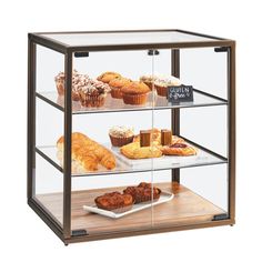 a bakery display case filled with lots of pastries