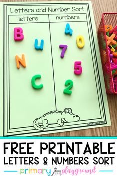 the free printable letters and numbers sort for kids to practice their number identification skills