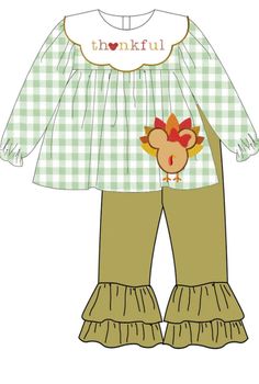 Embroidered Fall "thankful"  turkey outfits  will ship to you by end of September Holiday Long Sleeve Sets For Fall, Holiday Fall Sets With Long Sleeves, Embroidered Long Sleeve Sets For Fall, Embroidered Cotton Sets For Fall, Turkey Outfits, Thankful Turkey, Girls Clothing Sets, Clothing Sets, Girls Clothing