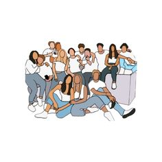 a group of people sitting next to each other in front of a white background with the words