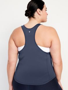 crew neck sleeveless racerback seamed front and back go-dry wicks moisture fitted hits high on hip models are approx.  5'9" and wear sizes s (4), l (12) and xl (18) Go-dry 4-way Stretch Racerback Activewear, Breathable Racerback Tank Top For Sports, Moisture-wicking Stretch Racerback Tank Top, Stretch Moisture-wicking Racerback Tank Top, Athleisure Activewear With Mesh Racerback, Sporty Racerback Tank Top For Gym, 4-way Stretch Racerback Tank Top For Gym, Breathable 4-way Stretch Racerback Tank Top, Medium Support Racerback Tank Top For Sports