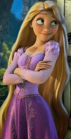 a cartoon character with long hair wearing a green dress