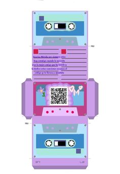 an old school cassette box with qr code on the front and side, as well as a qr code on the back