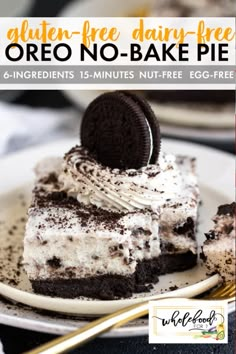 a slice of oreo - no - bake pie on a plate