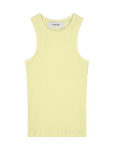 Refresh your look with the Róhe Cotton Rib Tanktop in light yellow. This racer-shaped tank, crafted in fine mercerised cotton, is a wardrobe essential. Embrace the versatility of the Róhe signature style—perfect for standalone chic or layered flair. Elevate your fashion effortlessly with this playful and practical addition. ---- FABRIC OR COMPOSITION The Róhe Cotton Rib Tank Top in Light Yellow is made from 100% Mercerised Cotton Made in Portugal SIZE & FIT The Róhe Cotton Rib Tank Top in Light Yellow fits true to size Neck Drop: 7cm / 2.3 / 4in Back Length: 64cm / 25in Side Length: 40cm / 15.3 / 4in Measurements taken from a Size 36 FR Model is wearing a Size 36 FR, Model is 176cm / 5'7 tall Italian Fashion Street, Rib Tank Top, Signatures Handwriting, Yellow Fits, Yellow Tank Top, Paris Woman, Ribbed Tank Tops, Ribbed Top, Gifts For Brother