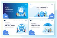 four landing page designs for family protection