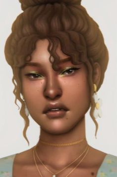 an animated image of a woman with curly hair