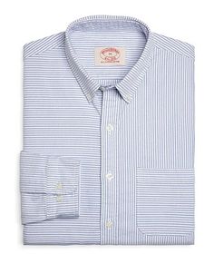 Note the pocket, where the stripes are turned at a 90-degree angle. Cotton oxford shirt ($79.50) by Brooks Brothers, brooksbrothers.com - Esquire.com Oxford Shirts, Fun Shirt, Men's Wardrobe, Mens Oxfords, Oxford Shirt, Sports Shirts, Cool Shirts